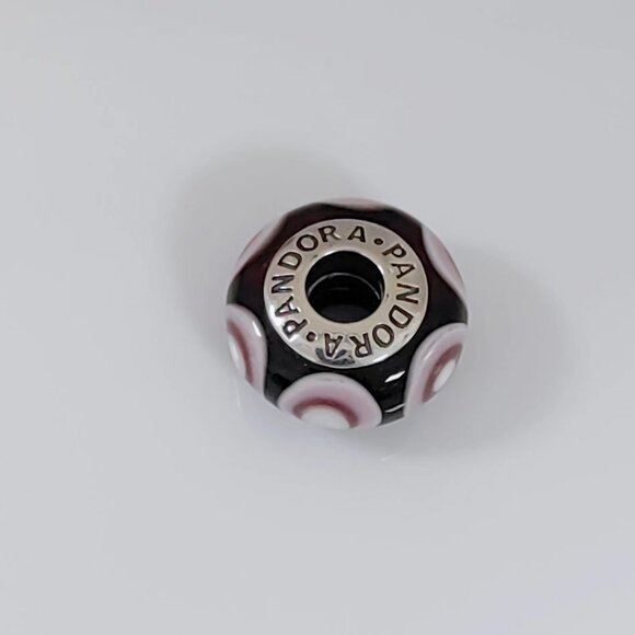 Pandora Purple Spots Stepping Stone Charm Murano Glass Charm Bead with box - Picture 4 of 4
